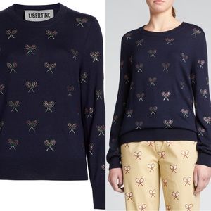 Libertine Crystal-Embellished Tennis Racket Sweater